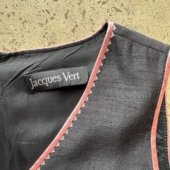 JACQUES VERT EMBROIDERED DRESS Size 16 Black Pink Floral Occasion Midi