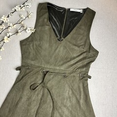Andree By Unit Women&rsquo;s Size M Boho Dress Microsuede Olive Green Sleeveless