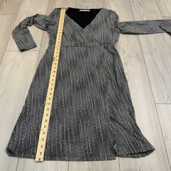 Athleta Wrap it Up Dress in Micro Polka Dot Black White Womens Small 721785