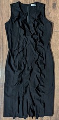 Calvin Klein Women&rsquo;s Classic V-Neck Black Ruffle Mini Dress Size 8 NWT Dry Clean