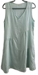 Cut Loose 100% Linen Dress S Mint Green Sleeveless Pocket A Line Made USA