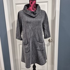 Soft Surrounding Dress Womens Medium Gray Acid Wash Tunic Lagenlook Minimalist