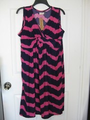 Jon & Anna Elastic Waist V-Neck Silhouette Sundress Blue & Pink Size XL New!