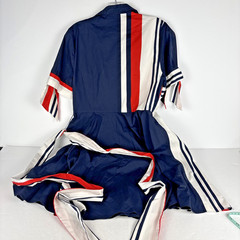 Venus Navy White Red Striped Wrap Dress Sz 10 Tie Waist Pockets Shirt Dress