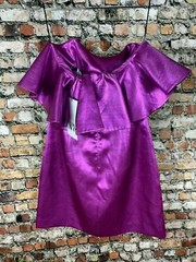 Zara Metallic Pink Mini Dress Ruffle XS Strapless Barbie Core Shiny New Cocktail