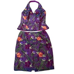 Finity Studio Vintage Silk Embroidered Skirt & Wrap Around Halter Neck Top 8