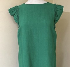 CeCe Green Solid Round Neck Shift Dress Ruffle Flutter Sleeves Knee 18W 7431916