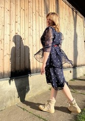 Women American Vintage Dress Navy Polyester 40 / L
