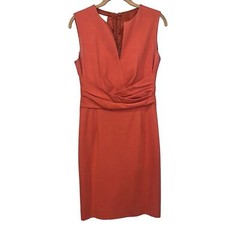 Akris Punto Size 6 Sheath Dress Sleeveless Rusty Orange Color Made In Romania