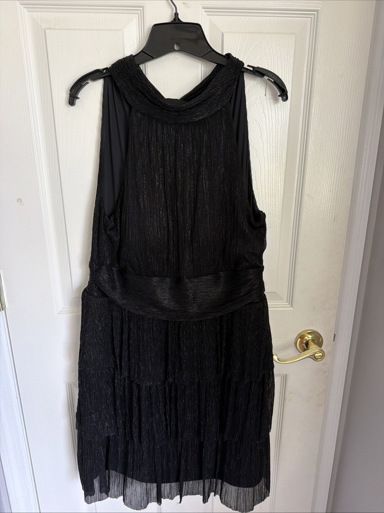Lilly Pulitzer Wyn Dress Noir Black Metallic Knit Crinkle Cocktail Size 14 $198