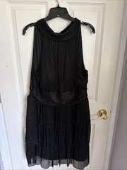 Lilly Pulitzer Wyn Dress Noir Black Metallic Knit Crinkle Cocktail Size 14 $198