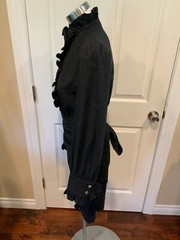 Goen.J Black Asymmetrical Button-Up Ruffle Shirt Dress W/ Tie, Size 6