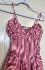 Sim & Sam Red check Gingham bisque waist maxi dress XS Western Cowgirl Country