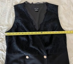 City Chic Button Up Double-Breasted Lace Blazer Dress Sz M 18 Black Sleeveless