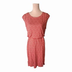 NWT LOFT Red/Orange White Cap Sleeve Summer Dress Size Medium Stretch