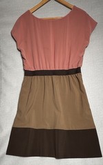 Smart Set Colorblock Dress Size 12 Pink Tan Brown Cap Sleeve Workwear