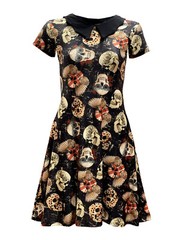 Gothic Vintage Steampunk Skulls Ornaments Union Jack Collar Dress Halloween