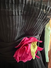 vintage black organza betsey johnson dress pink flower y2k 90s