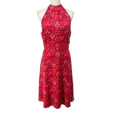 Ann Taylor Petite Red Floral Halter Midi Dress XLP Maximalist Feminine Wedding