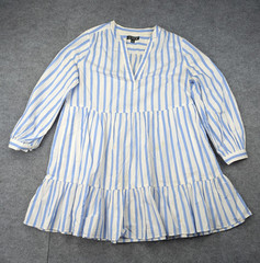 J Crew Dress Womens Small Tiered Poplin Mini Barrie Stripe Preppy Nautical Beach