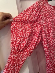 New Never Fully Dressed Red & White Floral Design Midi Delores Dress,UK12