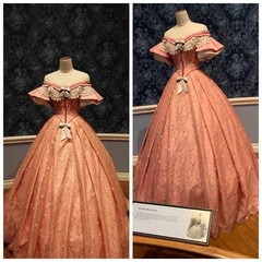 1850s Dress Off Shoulder Pink Historical Victorian Lady Civil War Prom Ball Gown