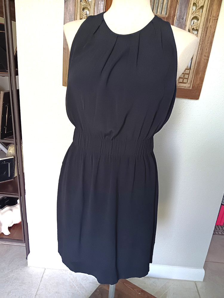 Kate Spade Authentiac Black 100% Viscose Crepe Bow-Back Shift (LBD) Dress Size 8