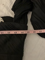 Halston Gathered Pleated Off The Shoulder Black Glittered Mini Dress Size 0 NWT