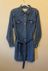 NWT Wrangler Long Sleeve Western Pearl Snap Denim Dress Women&rsquo;s Size Large