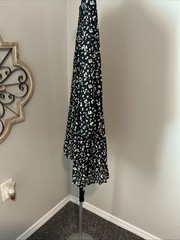 Nine West Georgette Collared Long Sleeve Black Animal Print Pleated Dress XS
