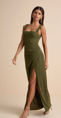 New with Tags – Glamorous Disposition Olive Green Ruched Maxi Dress XL