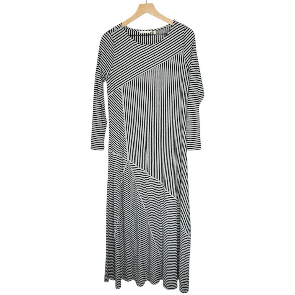 Soft Surroundings Ryley Maxi Dress Small Long Sleeve Knit Striped Fall Winter