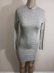 Tresser Women&rsquo;s Size Medium Grey High Neck Ruched Side Bodycon Mini Dress (nwot)