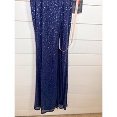Mac Duggal 26598 Navy Sequin Plunging V-Neck Sequin Gown, NEW, Size 2, MSRP $498
