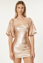 Tussah Slyvana Gold Sequin Mini Dress AU12 US8 Party Cocktail Club New Years Eve