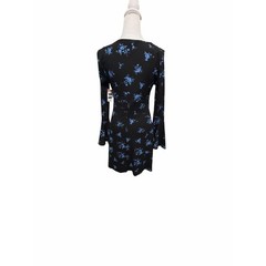 Topshop Blue Floral Bell Sleeve Ribbed Mini Dress Women’s Small US 4-6