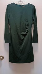 $448 NWT Theory Stretch Wool Long Sleeve Dark Green Sheath Any Occasion Dress 4