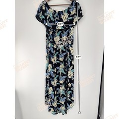 AGB Black Floral Multicolored Dress tropical resort beach high low vacation boho