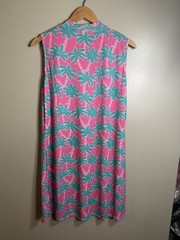 Simply Southern Womens Large Pink Palm Tree Shift Dress Tropical Beach Preppy