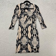 Just Cavalli Dress Womens 42 (US 6/M) Reptile Snake Print Square Neck Y2K