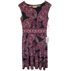 NEW Nordstrom London Times Size 10 Paisley Print Cap Sleeve Dress Flowy Party