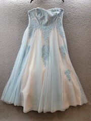 Say Yes Trendy Plus Size Strapless Embellished Gown 14W Pale Sky/Soft Peach