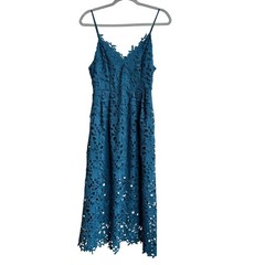 ASTR the Label Floral Midi Dress Size M Teal Lace Wedding Guest Garden Party