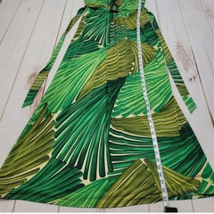 Bisou Bisou tropical maxi dress vacation wood built in bra 8 retro tie back
