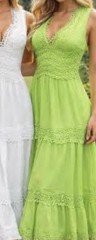 JJ’s Fairyland lime green sleeveless maxi dress Fully Lined Size Large Crochet