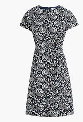 NWT J Crew Belted Suiting Dress Short Sleeve Size 0 Antique Navy Marine Salt 921