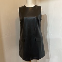 Gap Women&rsquo;s Sleeveless Black Faux Leather Mini Dress Size Small