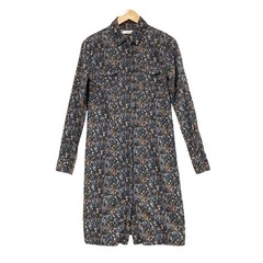 0039 Italy Dress Womens M Multicolour Floral Shirt Knee Long Sleeve Cotton