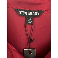 Steve Madden Tori Wine Satin Ruched Midi Shirt Dress NWT Date Night Fall Size 12