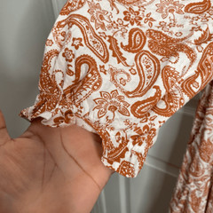 J. Gee Womens Cotton Broadcloth Orange Paisley Midi Dress PXL Cottagecore Demure